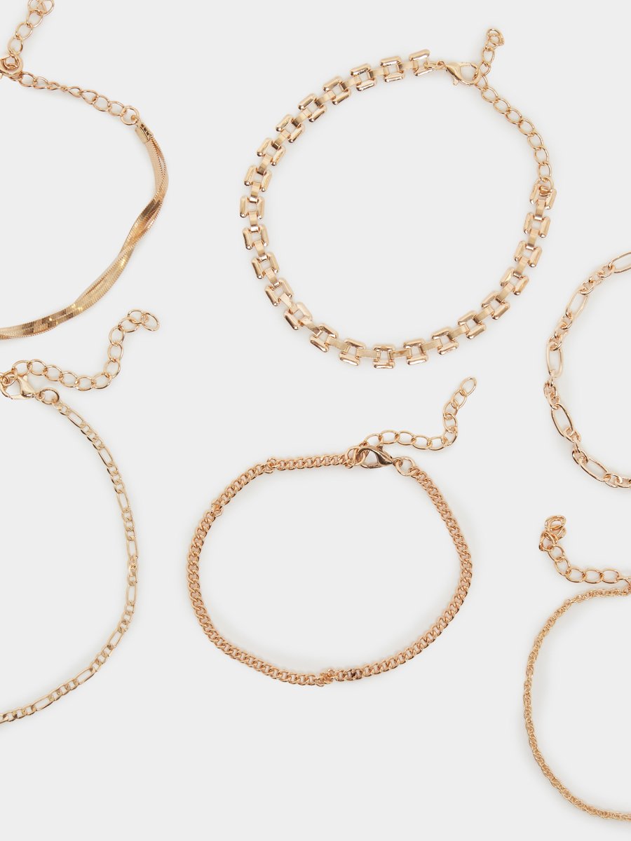 Pack of 6 - Gold Chain Bracelet