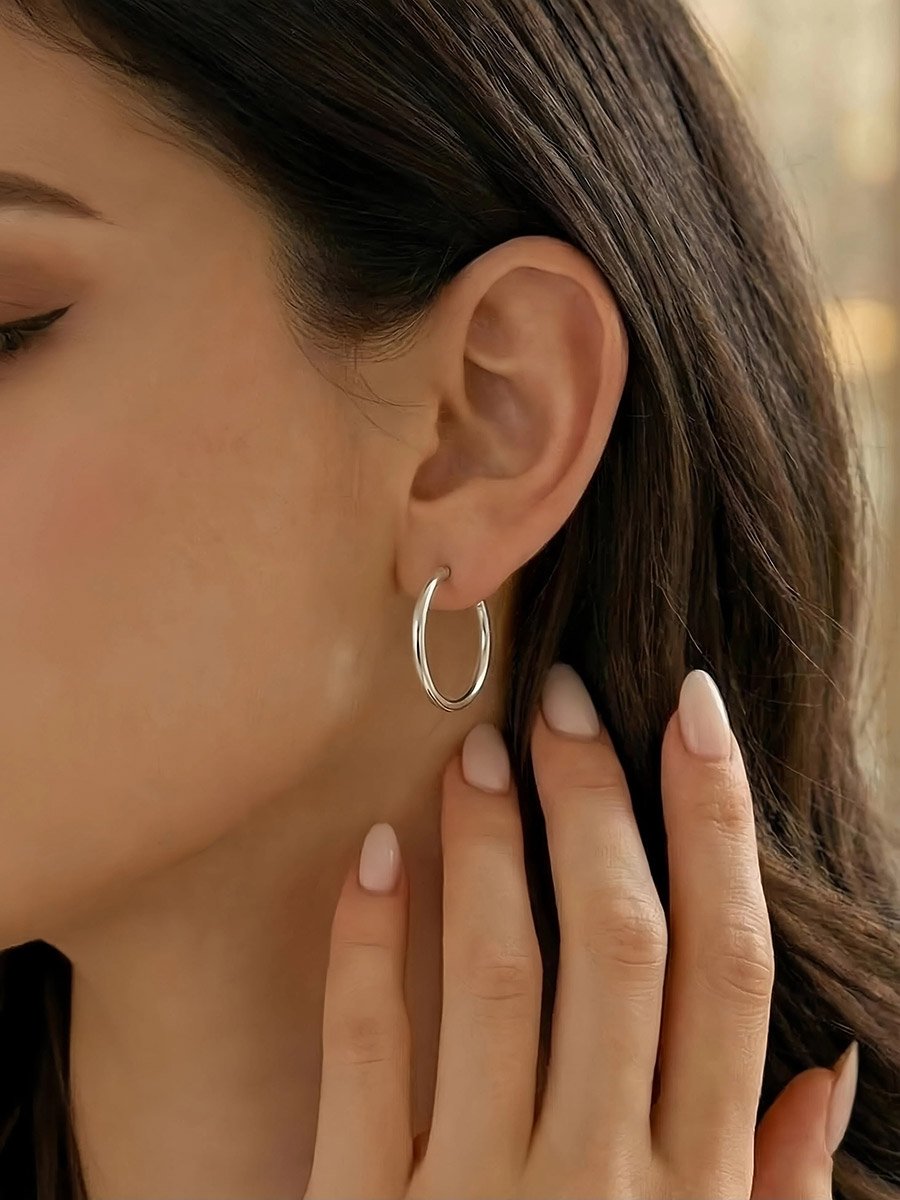 Pack of 9 - Silver Hoop Earrings