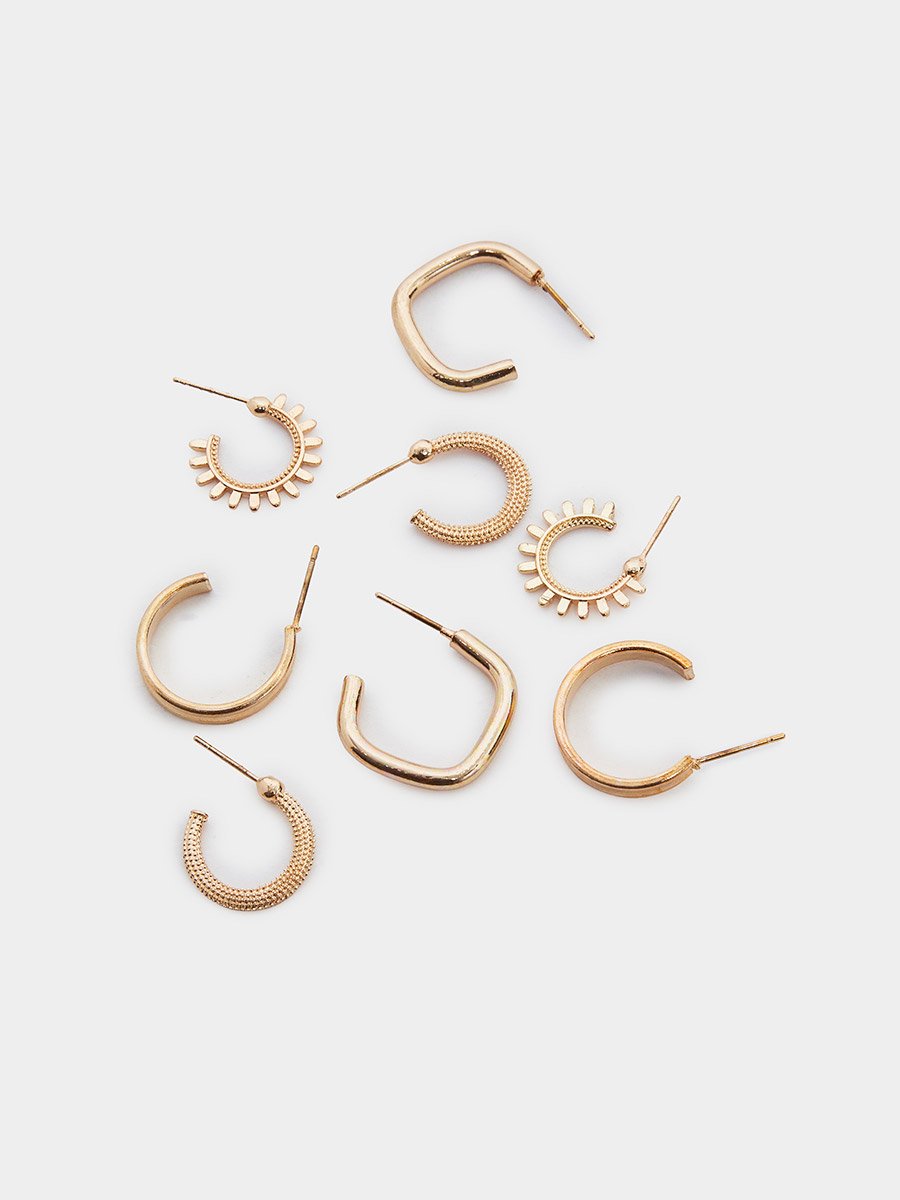 Pack of 16 - Gold Hoop Earrings
