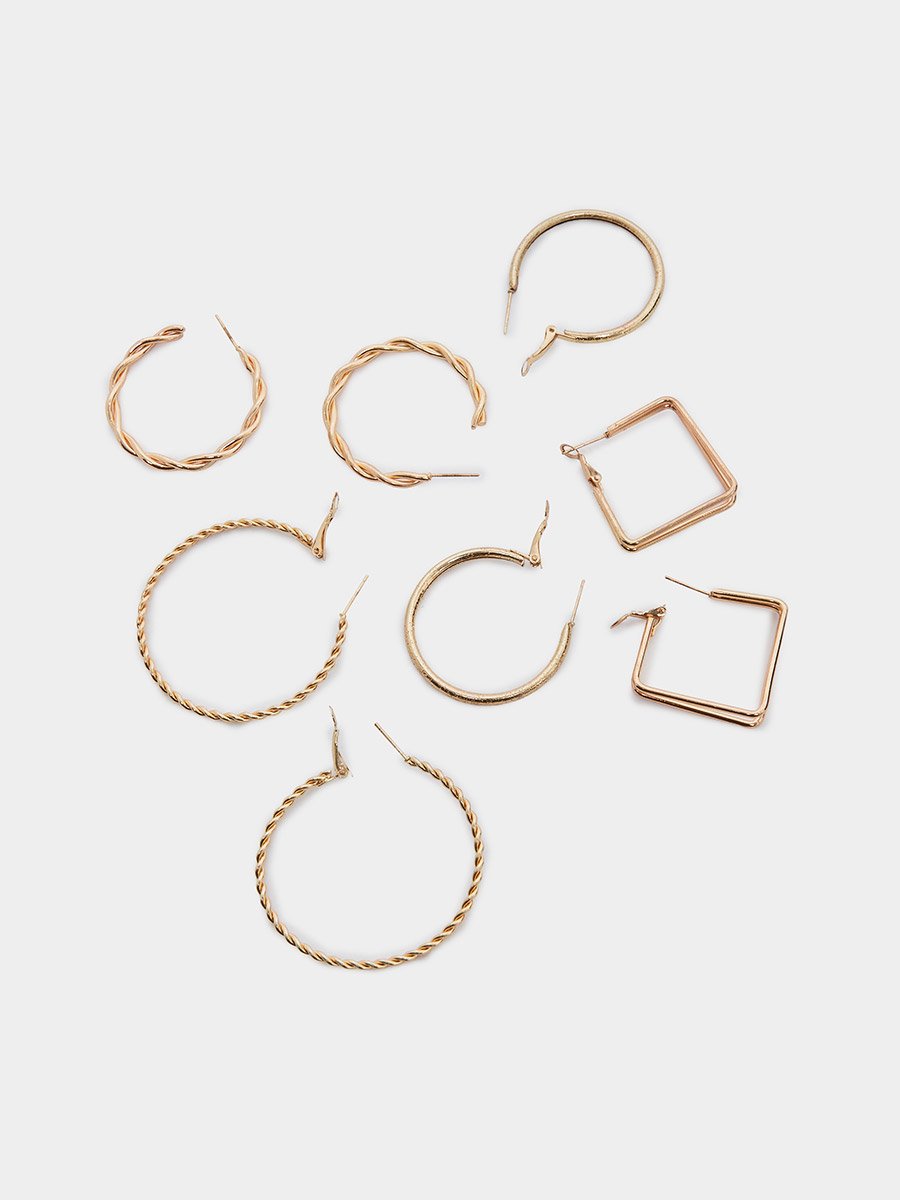 Pack of 16 - Gold Hoop Earrings