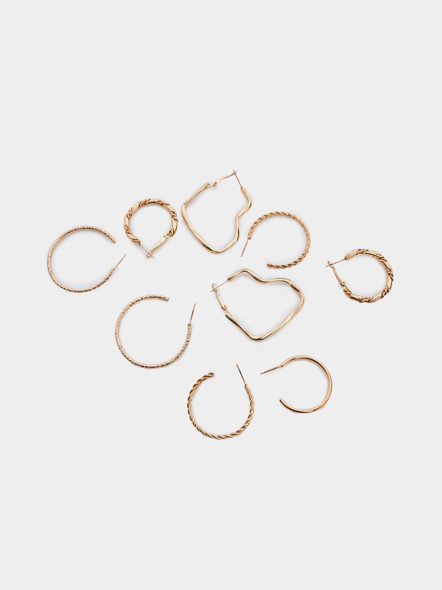 Pack of 16 - Gold Hoop Earrings