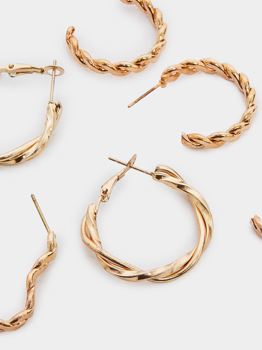 Pack of 16 - Gold Hoop Earrings