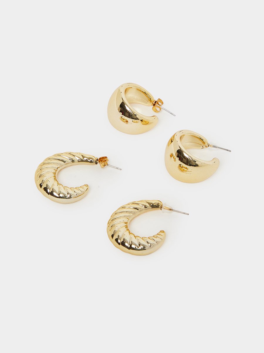 Pack of 2 - Gold Hoop Earrings