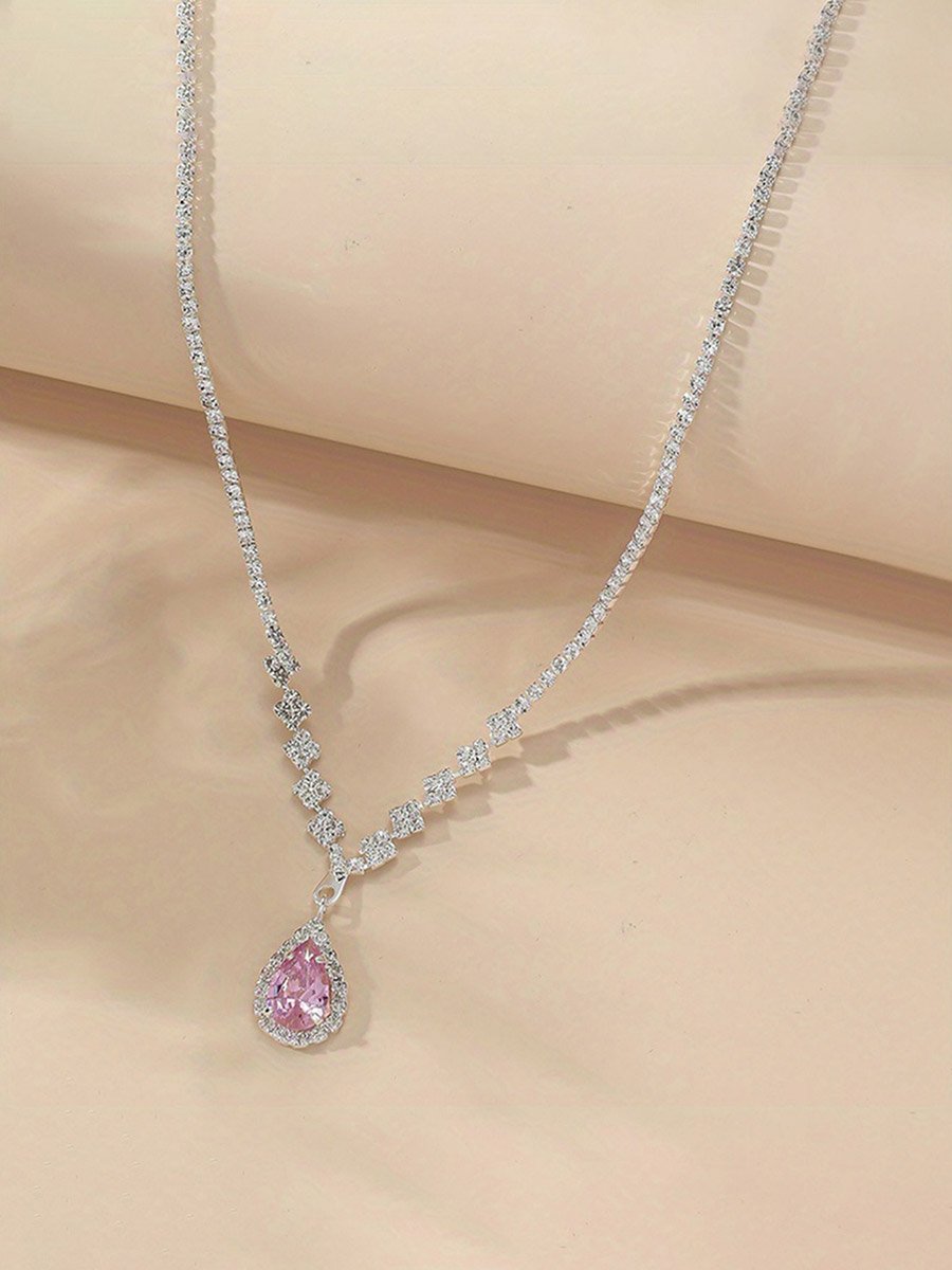 Contrast Embellished Necklace with Drop Pendant
