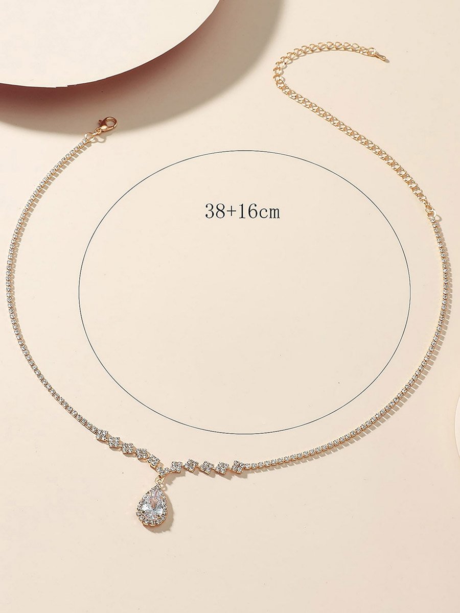 Contrast Embellished Necklace with Drop Pendant