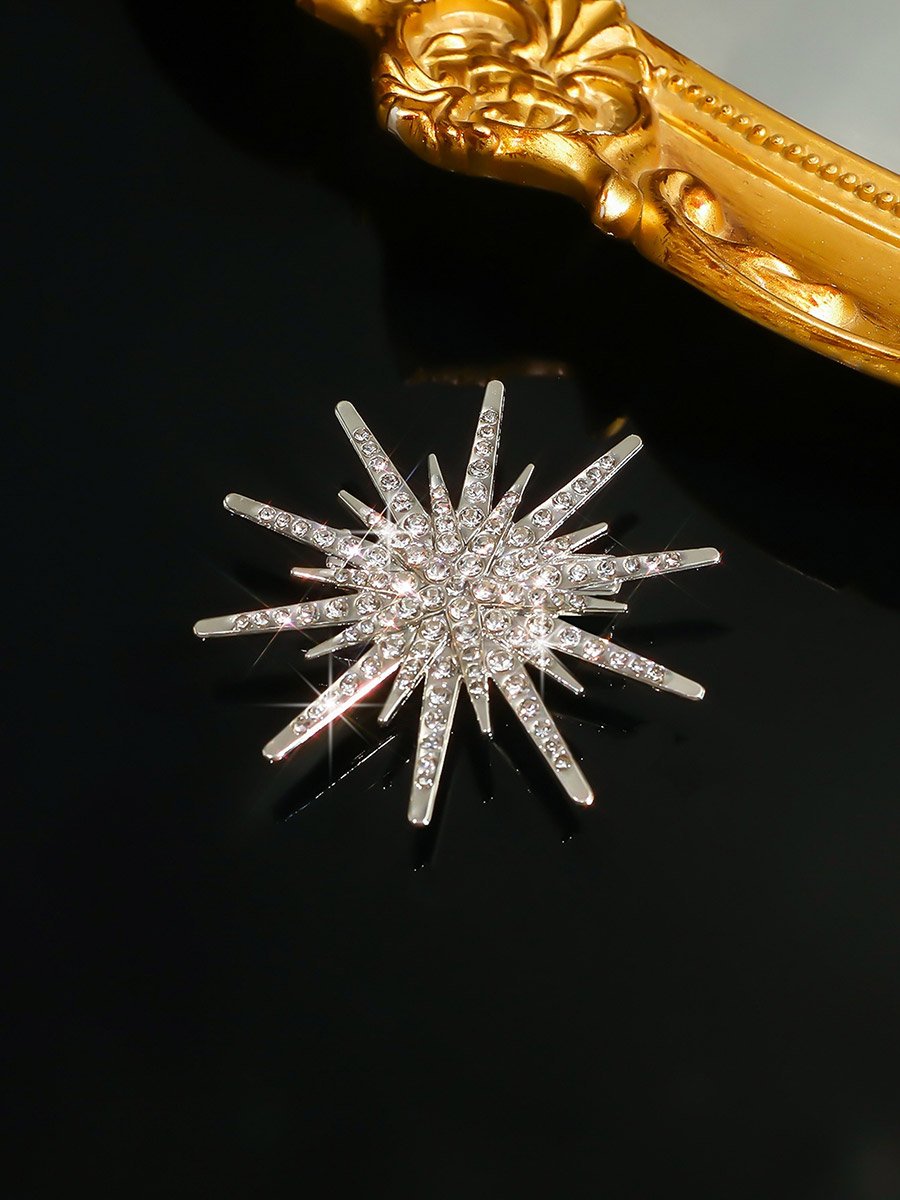 Sea Urchin Shaped Rhinestone Embellished Brooch