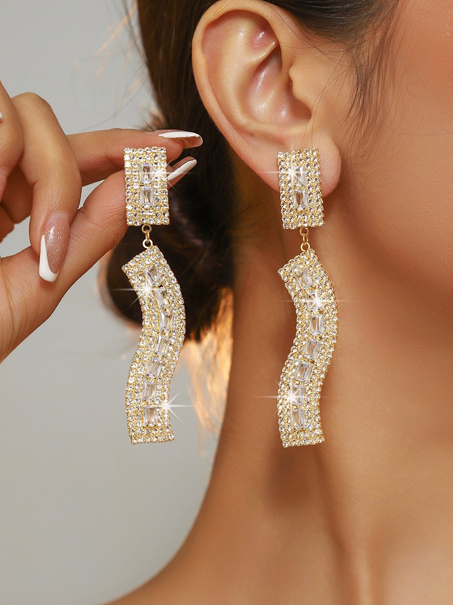 Rhinestone Embellished Dangle Earrings