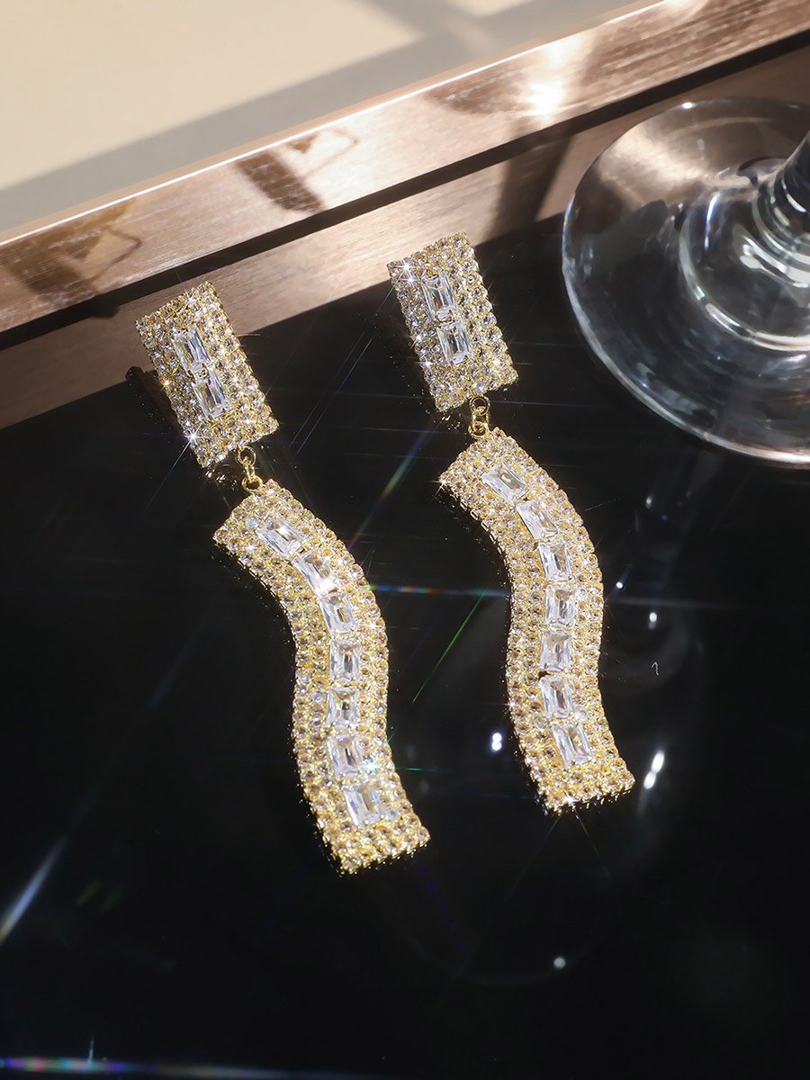 Rhinestone Embellished Dangle Earrings