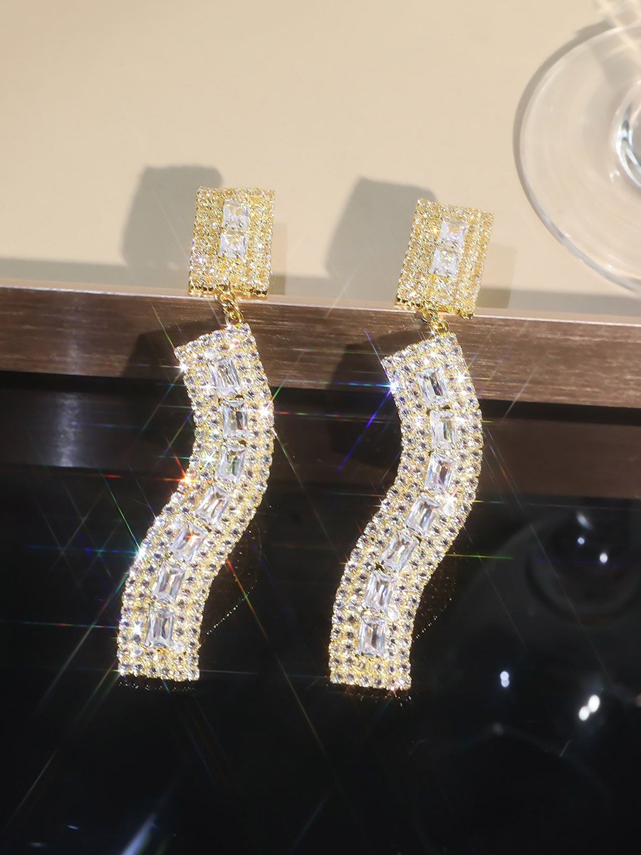 Rhinestone Embellished Dangle Earrings