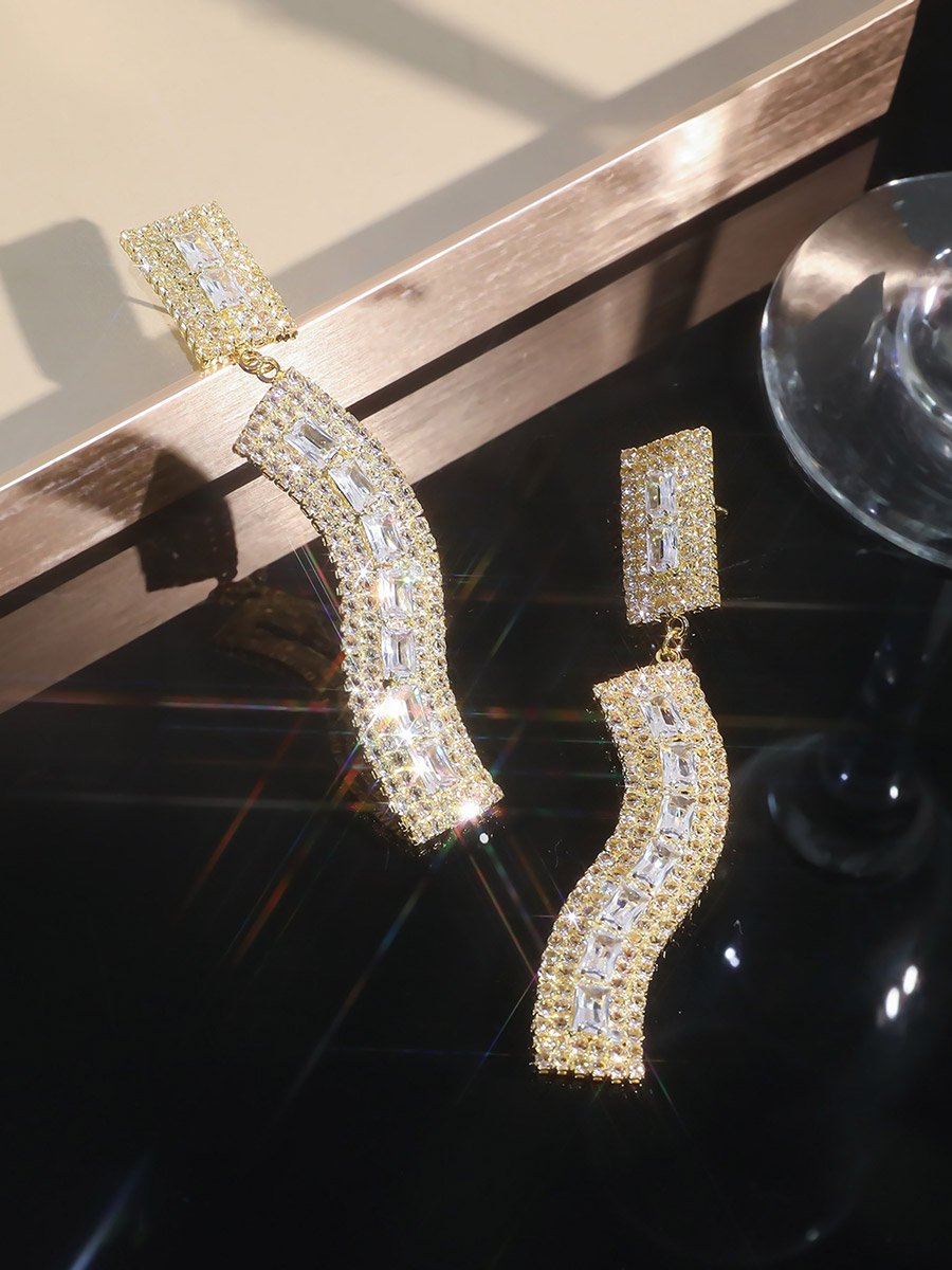 Rhinestone Embellished Dangle Earrings