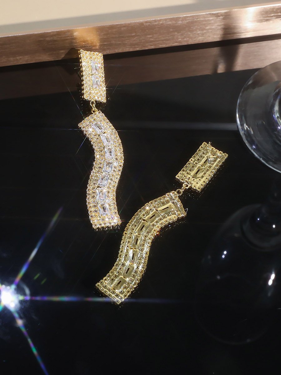 Rhinestone Embellished Dangle Earrings