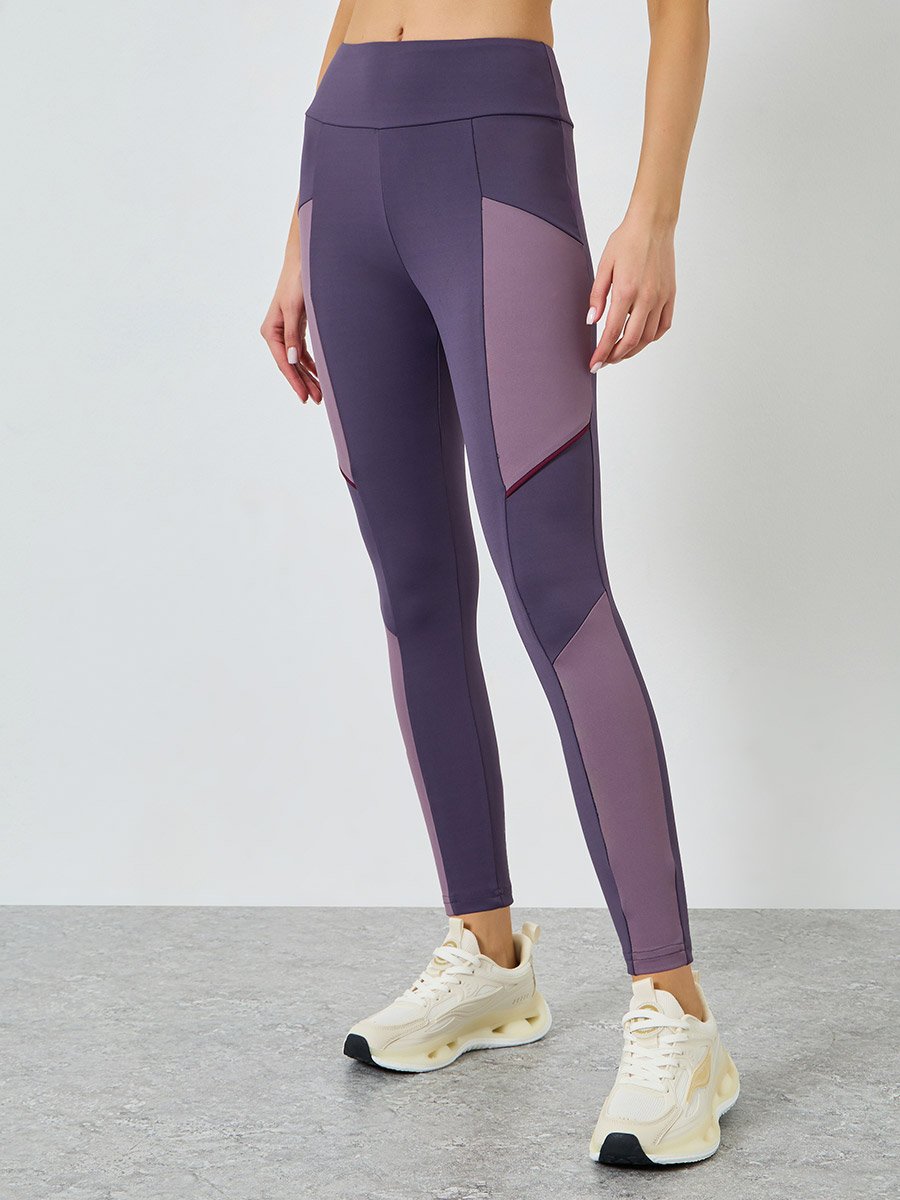 Color Block Contrast Piping Sports Bra and Leggings Set