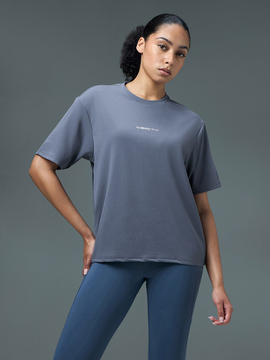Women Boxy Fit Round Neck Sports T-Shirt