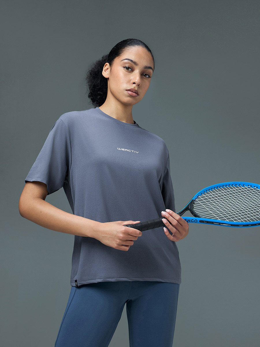 Women Boxy Fit Round Neck Sports T-Shirt