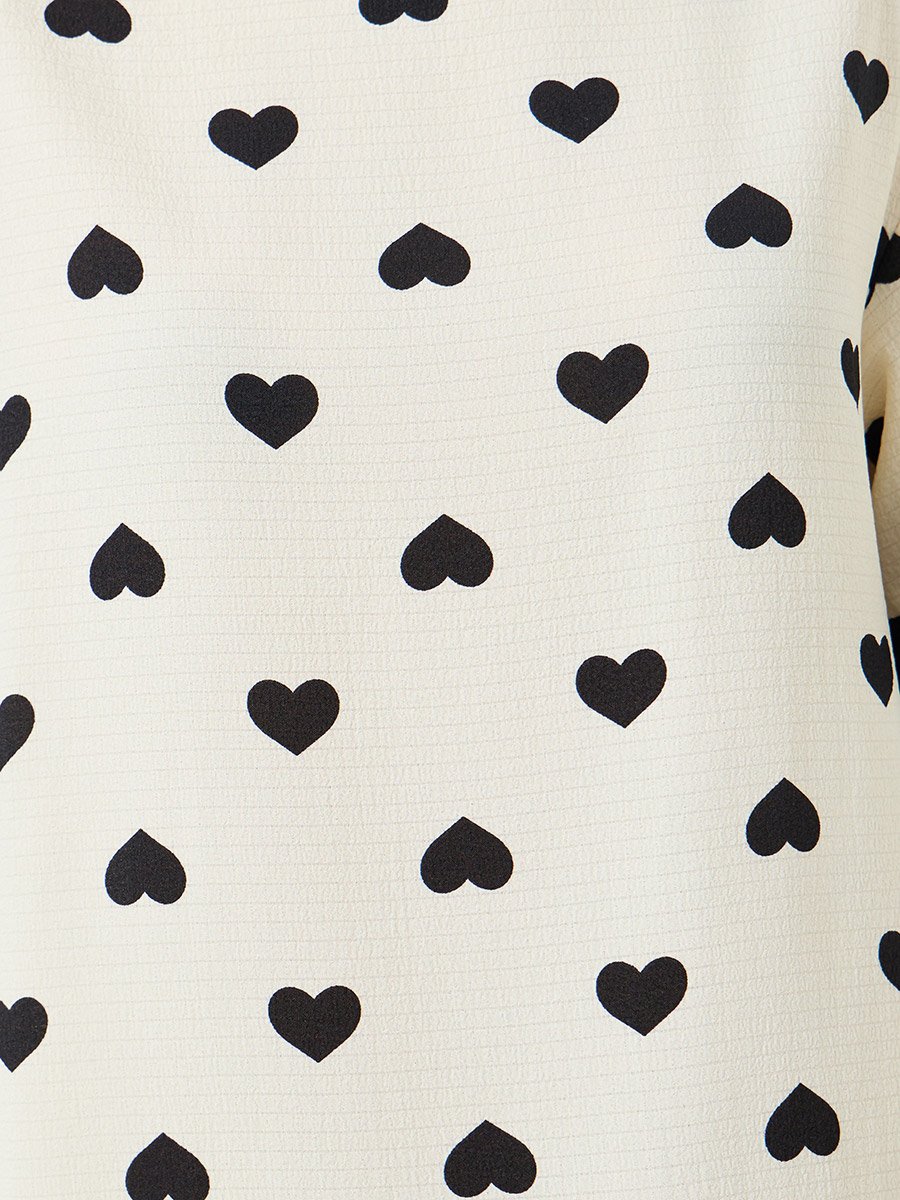 Women Love Heart Printed Short Sleeve Midi Nightdress