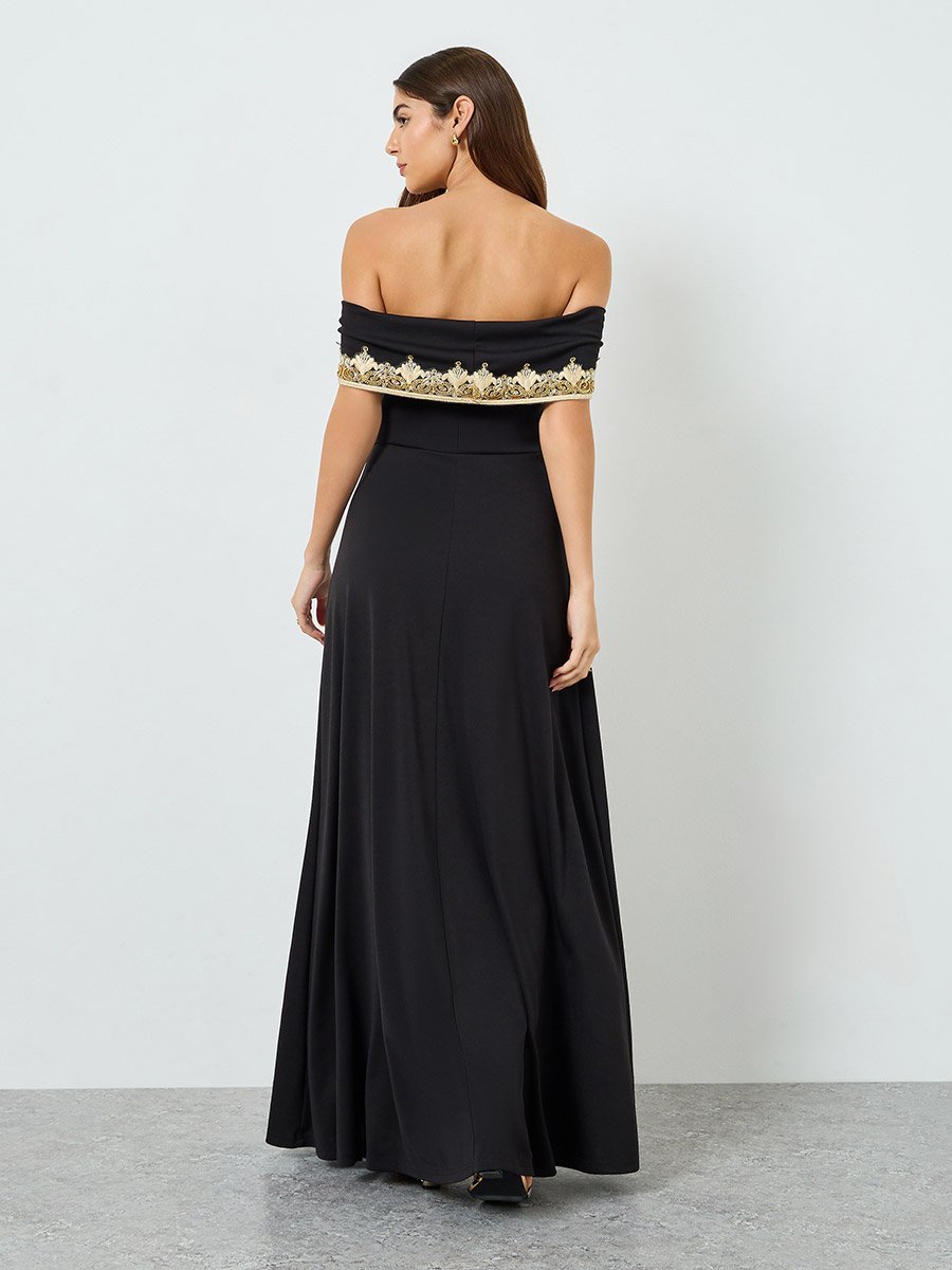 chinese dress ladies Hilda Embellished Strapless Maxi Dress - Black main image 1