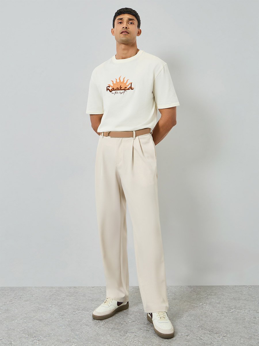 Men Off-White Graphic Print Oversized T-Shirt