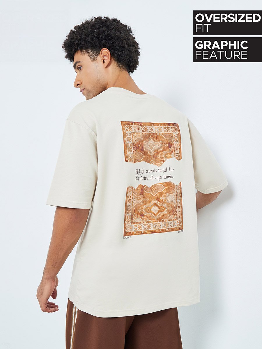 Men Back Tapestry Print Oversized T-Shirt