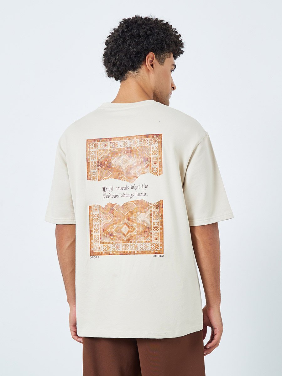 Men Back Tapestry Print Oversized T-Shirt