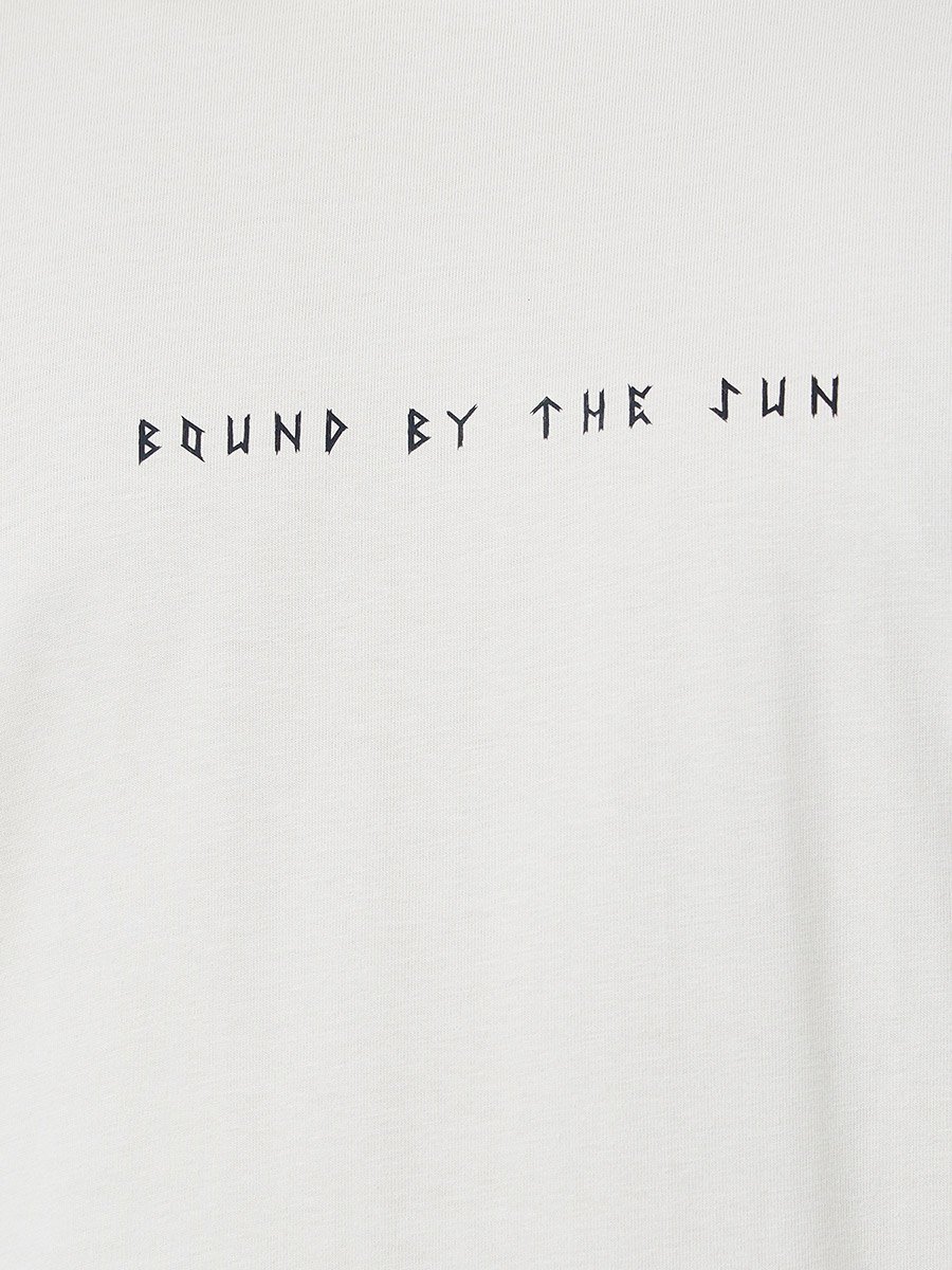 Men Beige Oversized T-Shirt with Minimal Print