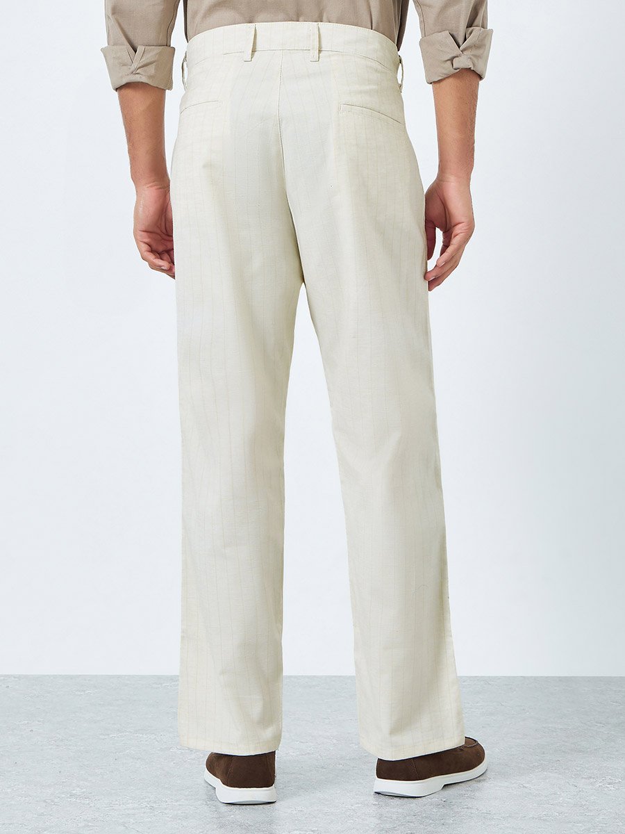 Men Pinstripe Relaxed Fit Trousers