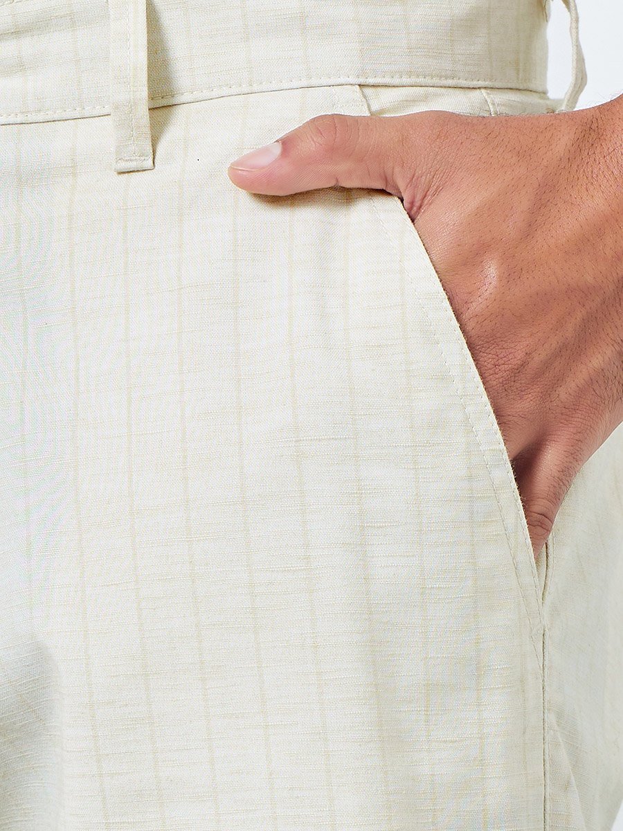 Men Pinstripe Relaxed Fit Trousers