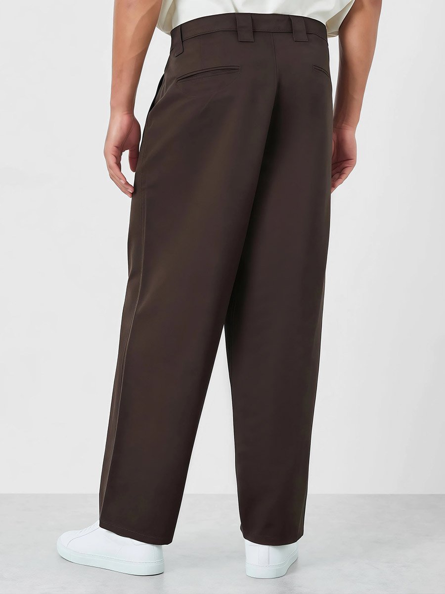 Men Brown Solid Baggy Pants with Key Loop