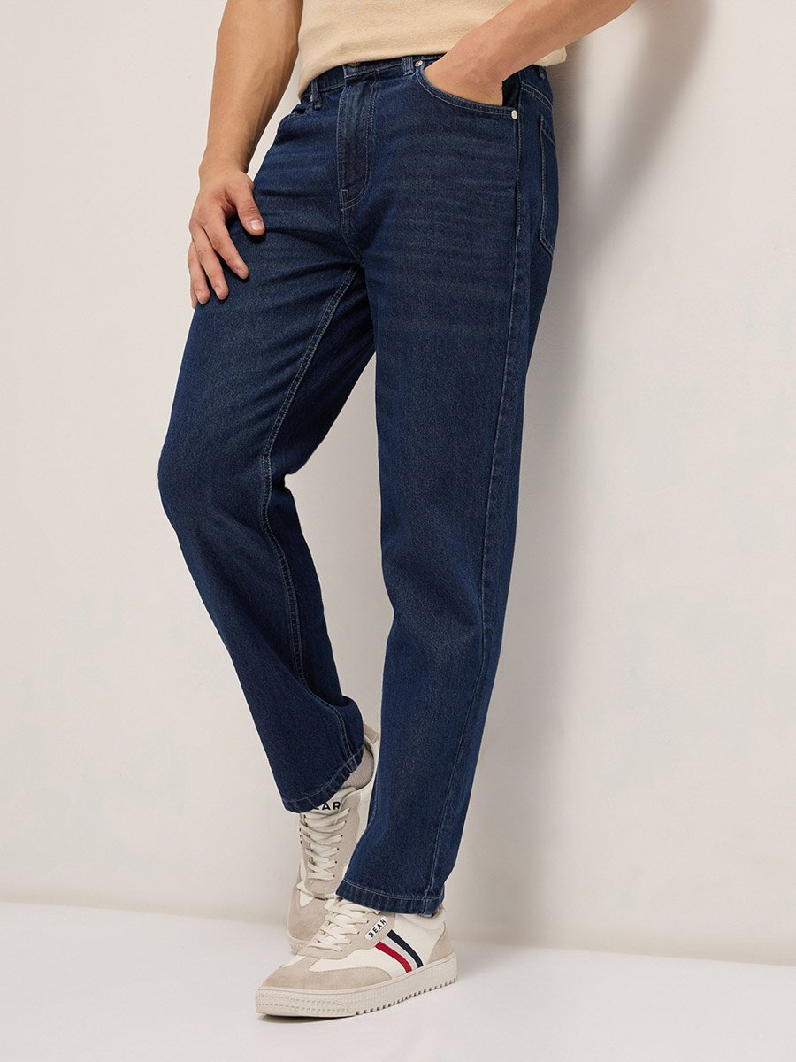 Men Mid Rise Cotton Straight Fit Jeans