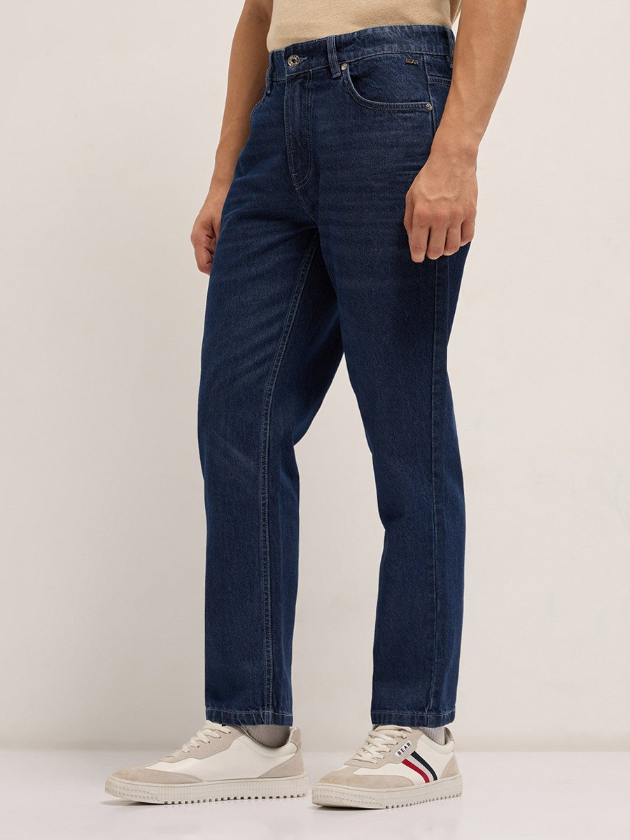 Men Mid Rise Cotton Straight Fit Jeans