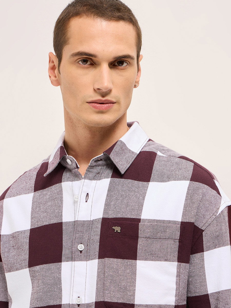 Men Relaxed Fit Flannel Casual Shirt