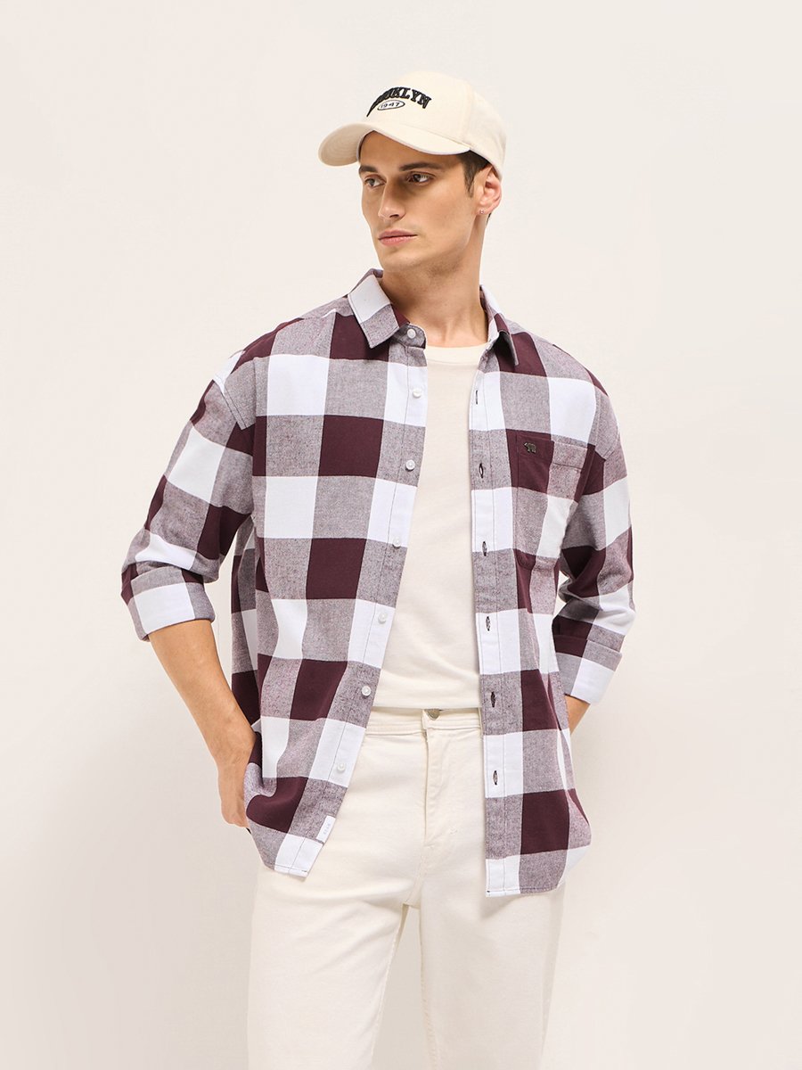 Men Relaxed Fit Flannel Casual Shirt
