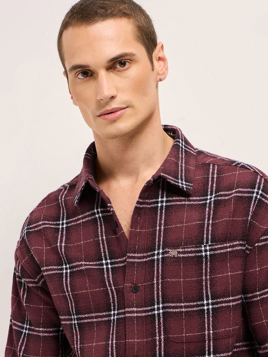 Men Checked Flannel Casual Shirt
