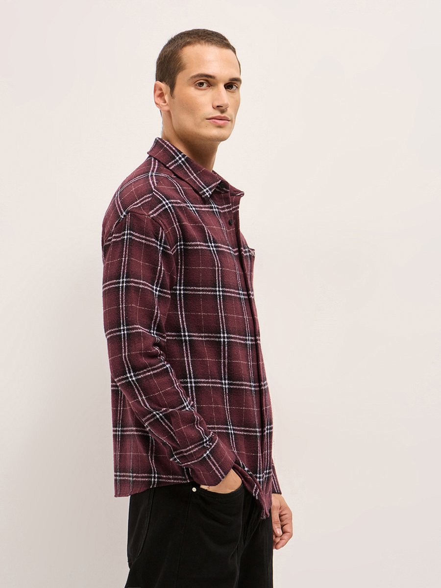 Men Checked Flannel Casual Shirt