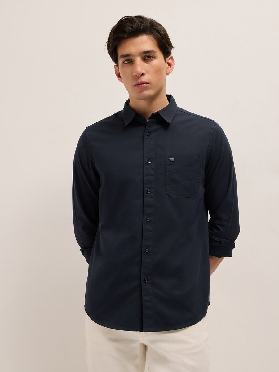 Men Cotton Solid Casual Shirt