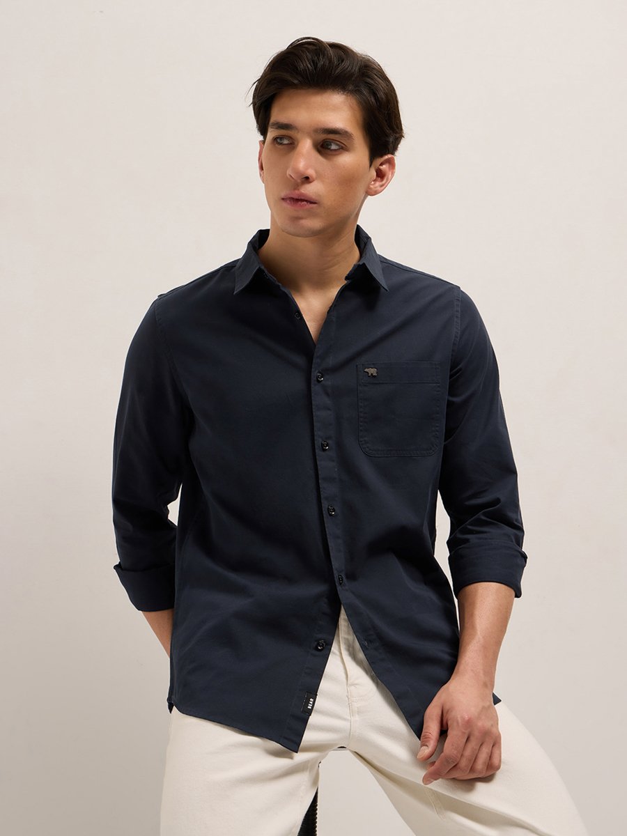 Men Cotton Solid Casual Shirt