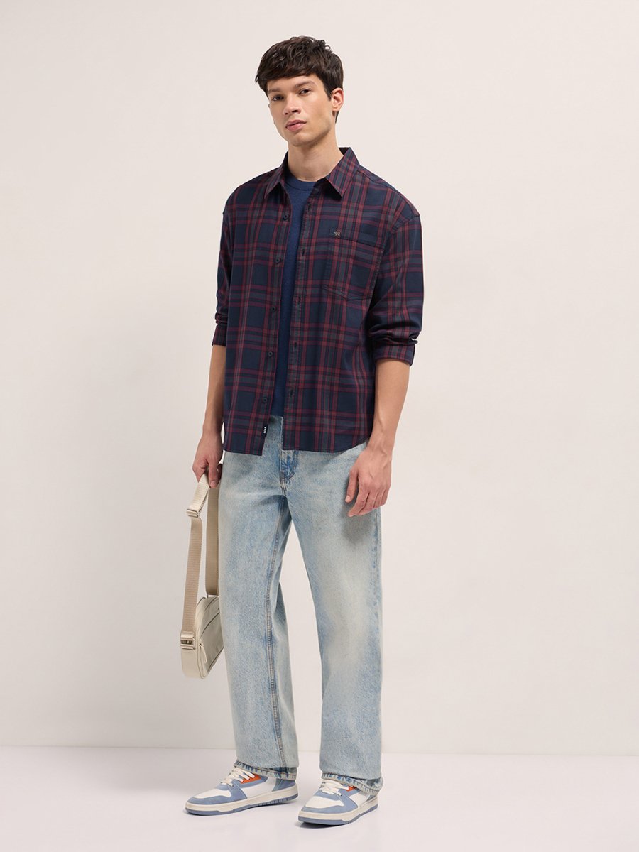 Men Cotton Checked Relaxed Fit Casual Shirt