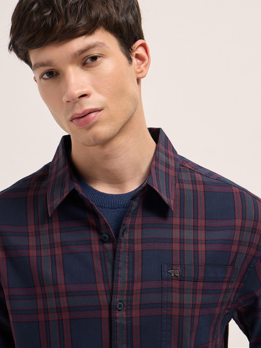 Men Cotton Checked Relaxed Fit Casual Shirt