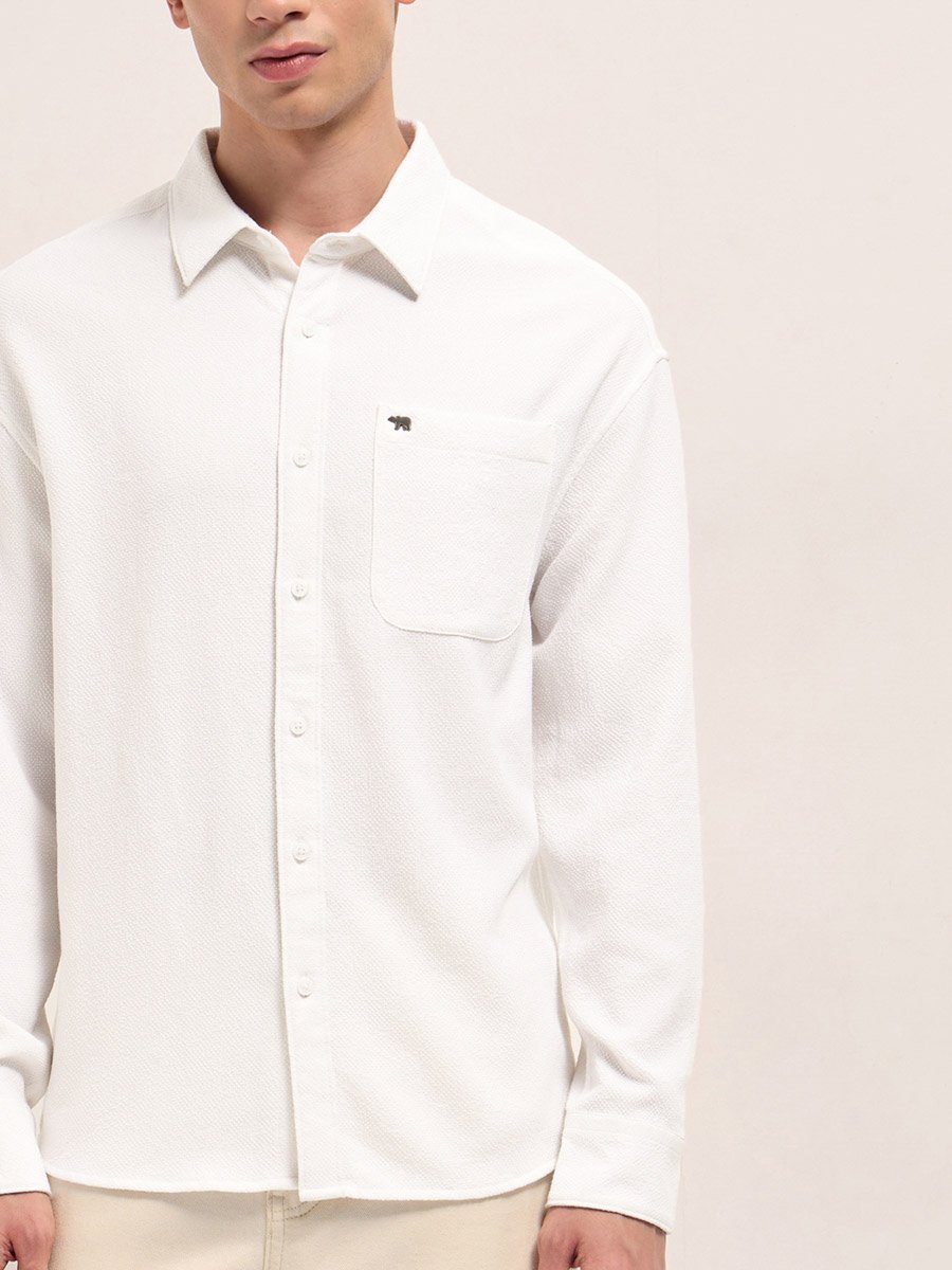 Men Woven Textured Relaxed Fit Casual Shirt