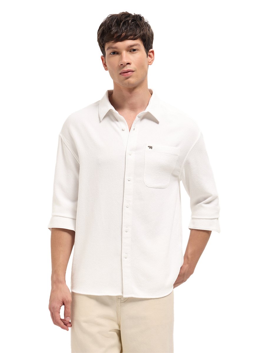 Men Woven Textured Relaxed Fit Casual Shirt