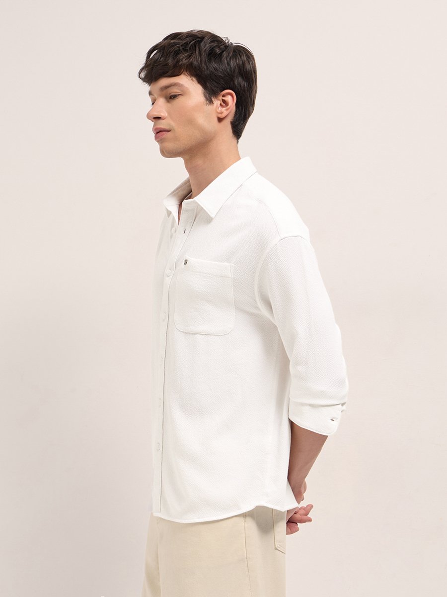 Men Woven Textured Relaxed Fit Casual Shirt