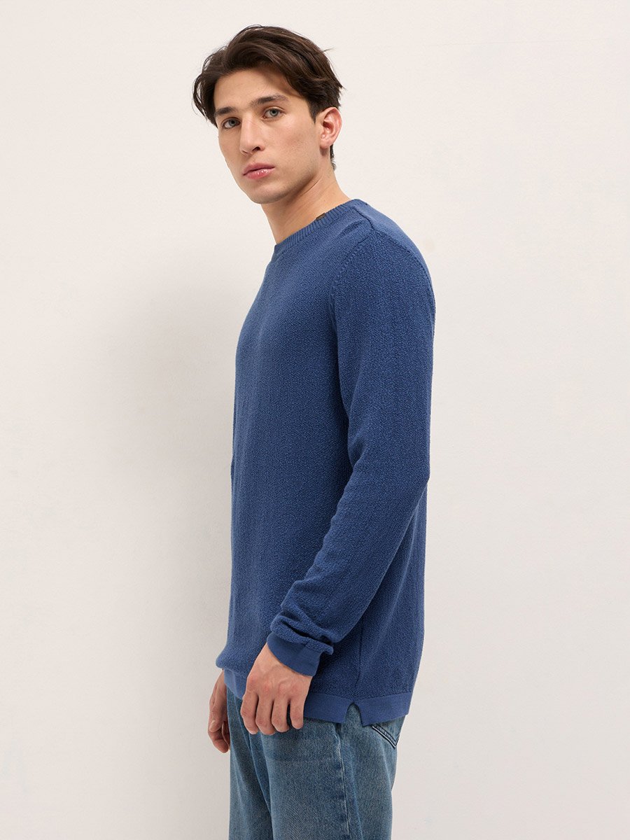 Men Pure Cotton Textured Flat Knit T-Shirt