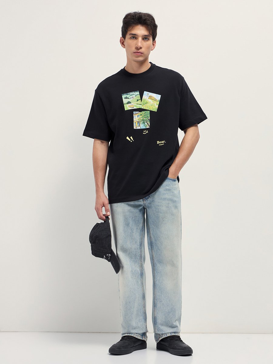 Men Pure Cotton Crew Neck Oversized T-Shirt