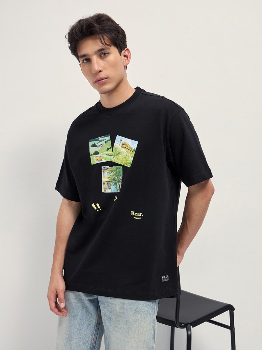 Men Pure Cotton Crew Neck Oversized T-Shirt