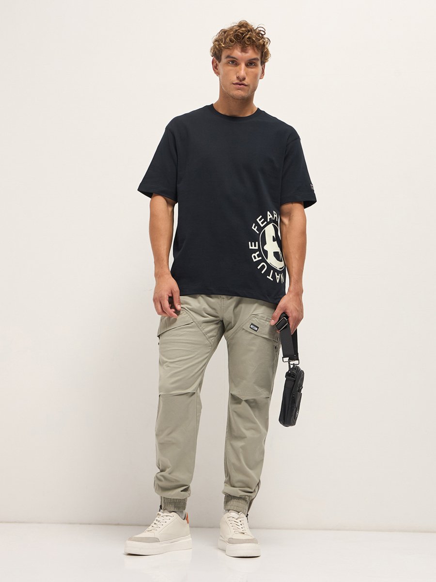 Men Pure Cotton Graphic Oversized T-Shirt