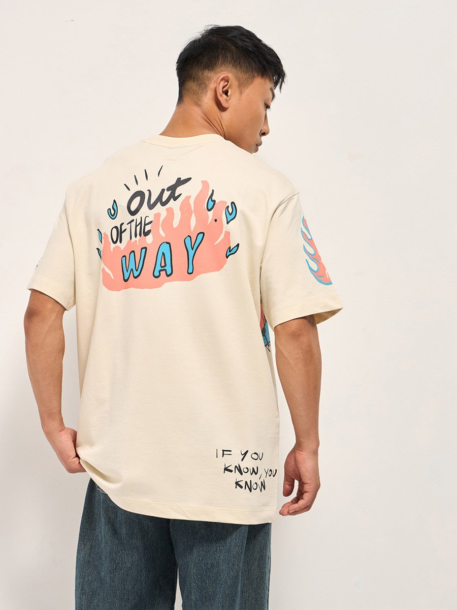 Men Pure Cotton Graphic Oversized T-Shirt