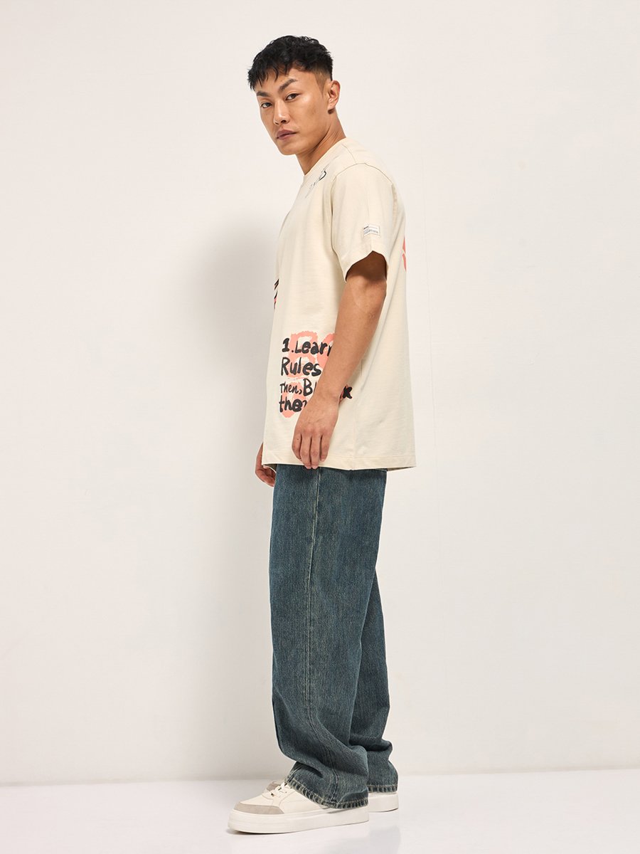 Men Pure Cotton Graphic Oversized T-Shirt