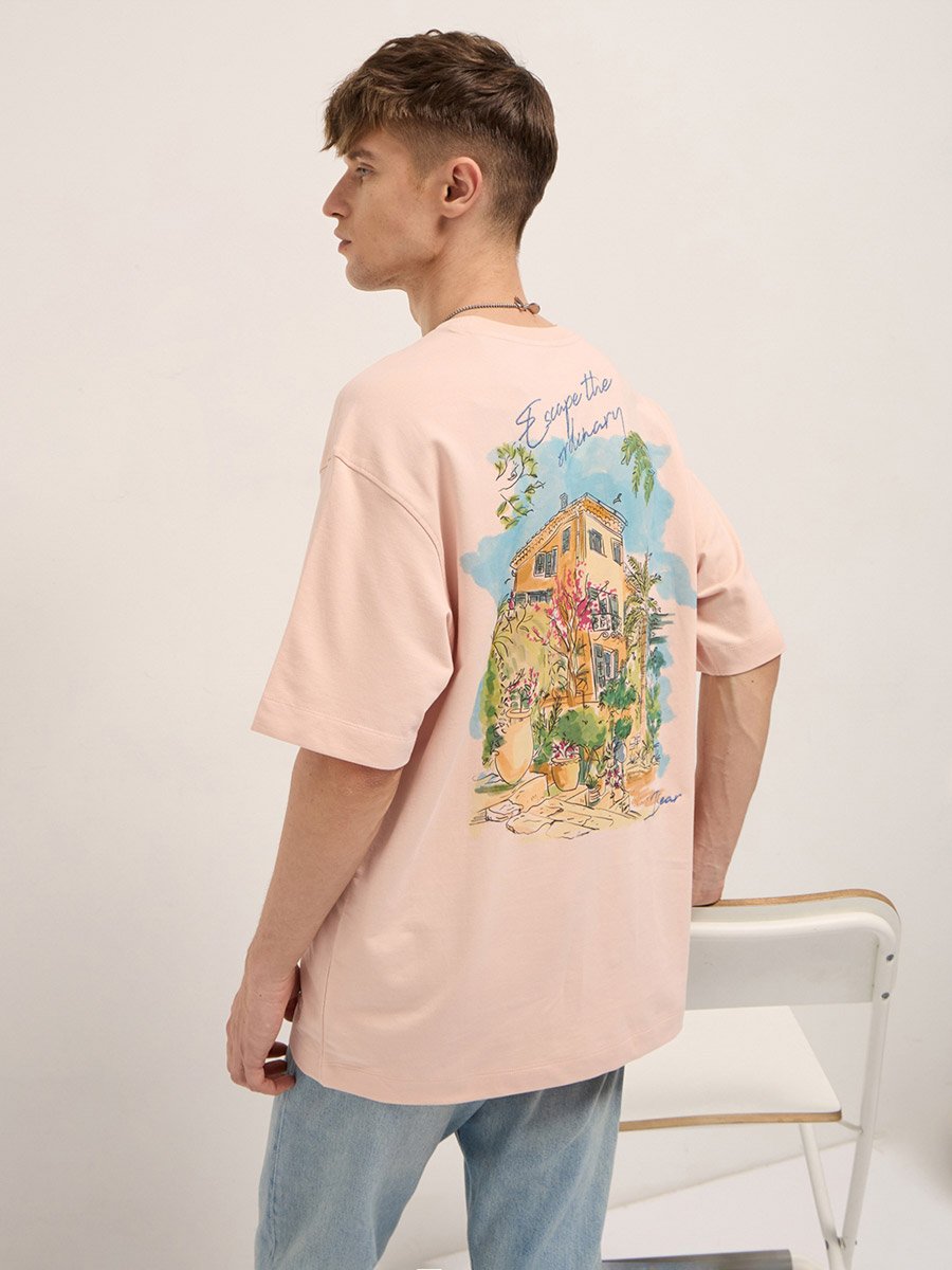 Men Pure Cotton Graphic Oversized T-Shirt