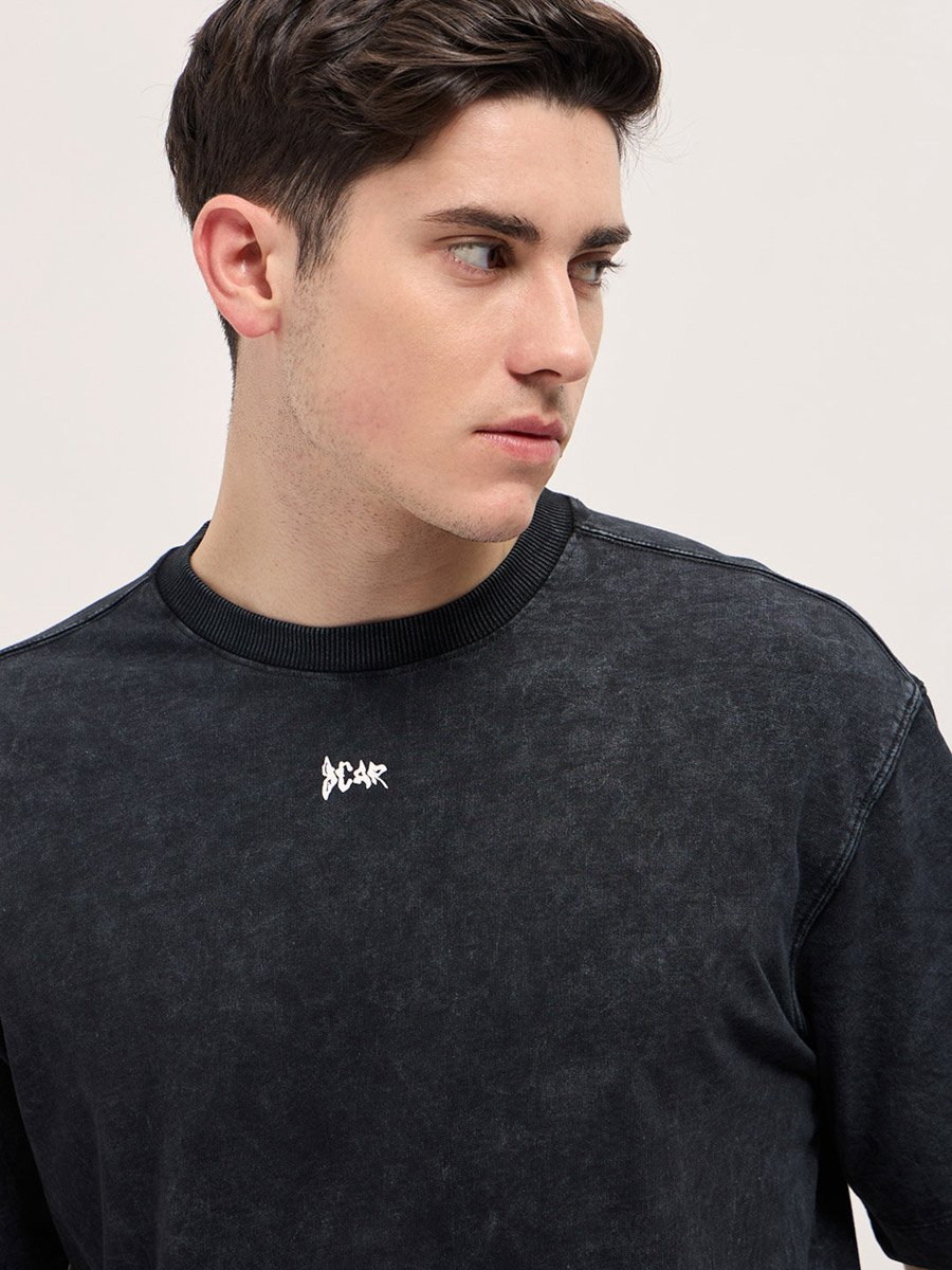 Men Cotton Washed Crew Neck T-Shirt