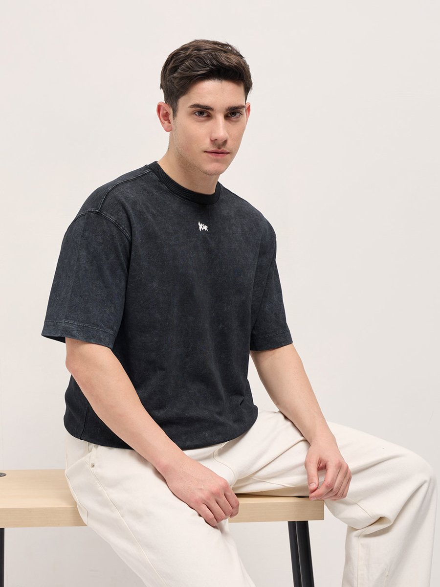 Men Cotton Washed Crew Neck T-Shirt