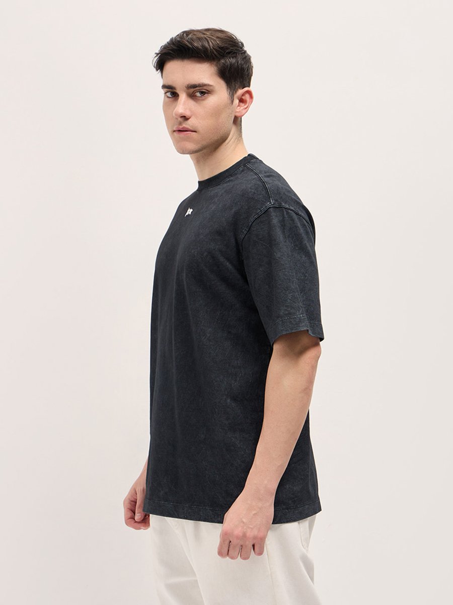 Men Cotton Washed Crew Neck T-Shirt